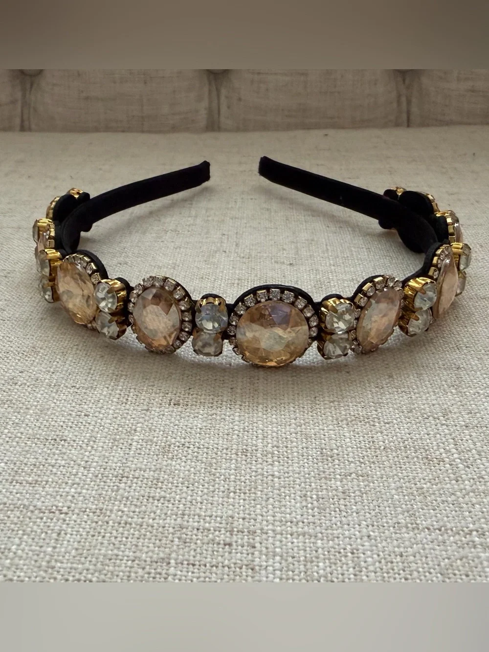 Rhinestone Embellished Gold & Ivory Headbands